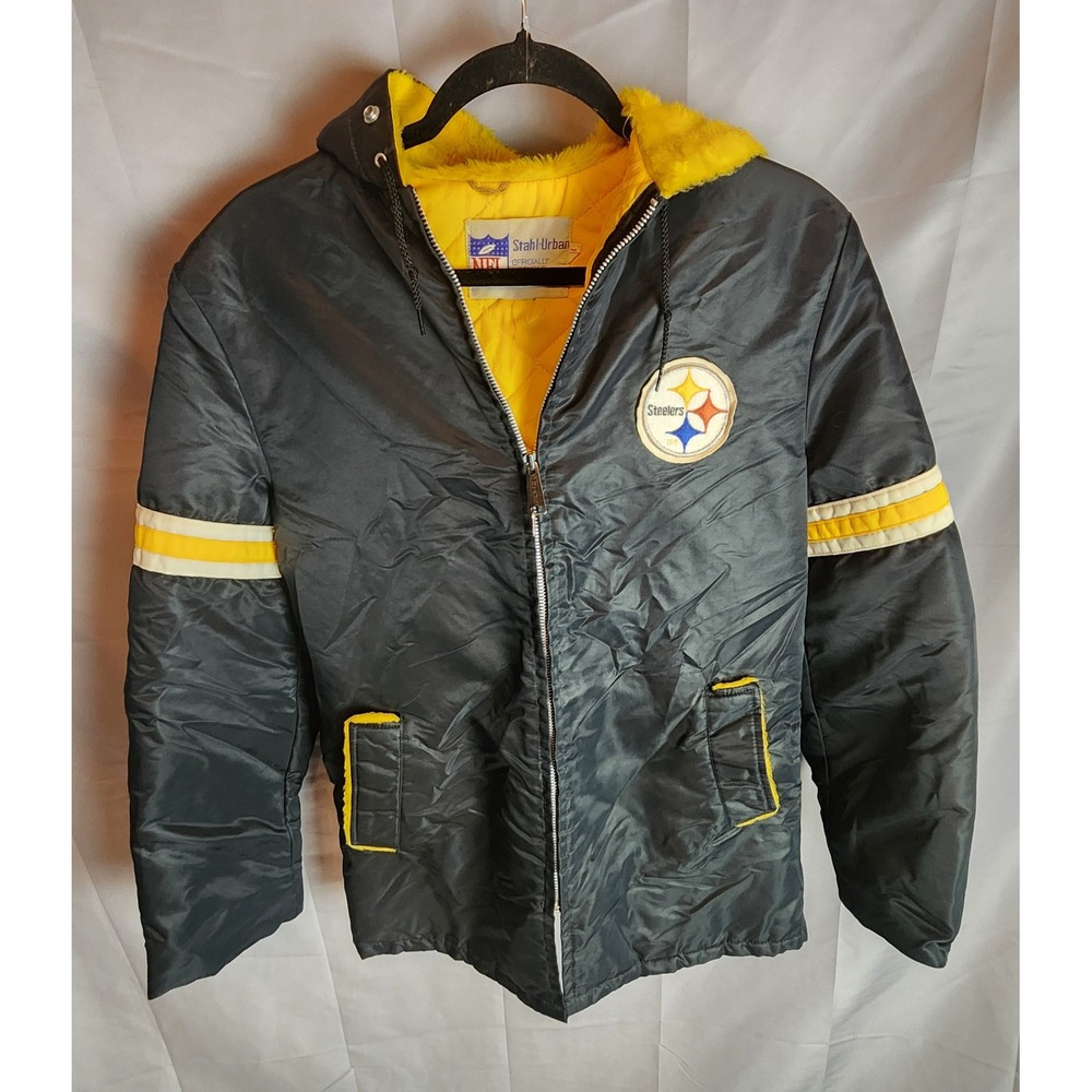 Vintage Pittsburgh Steelers Stahl-Urban Hooded Jacket Youth 18 NFL Black Gold